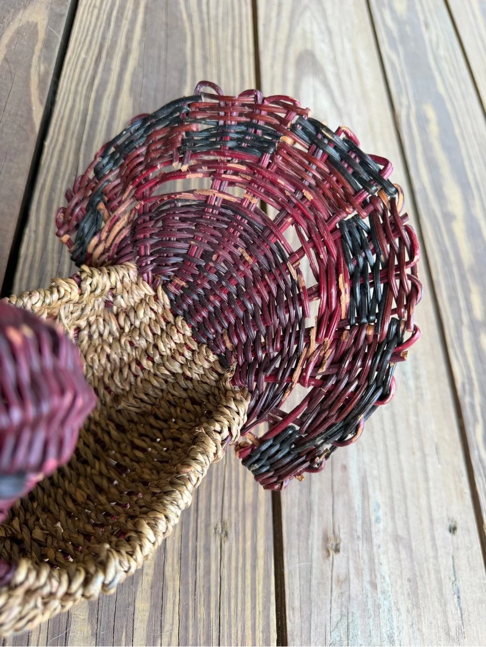Set of 2 Vintage Wicker Rattan Turkey Baskets - Rustic Farmhouse Decor